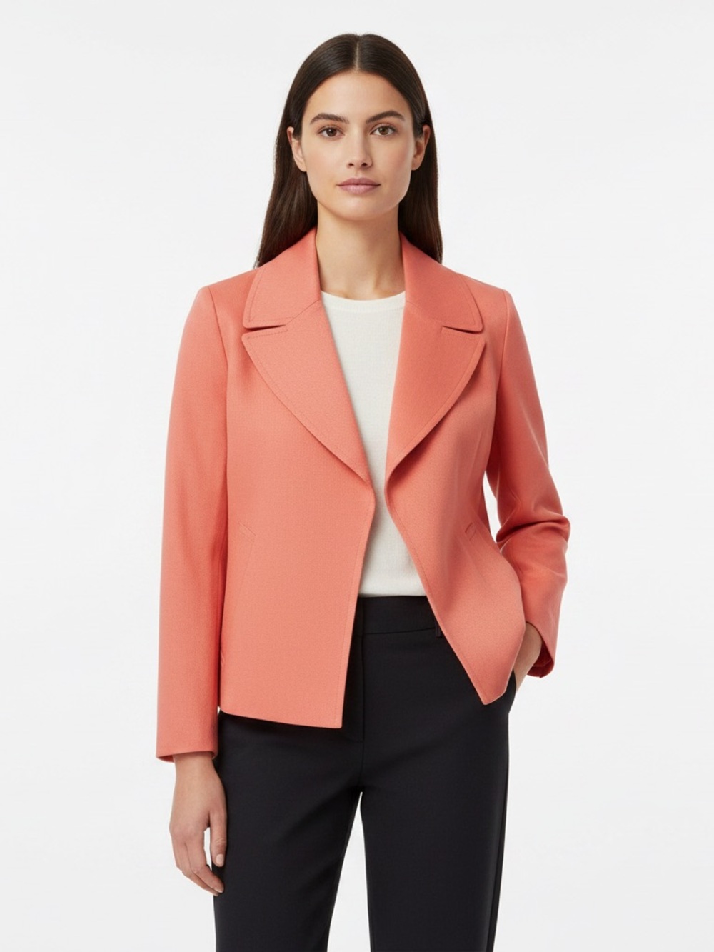Ann Taylor Coral-Peach Tailored Open Blazer